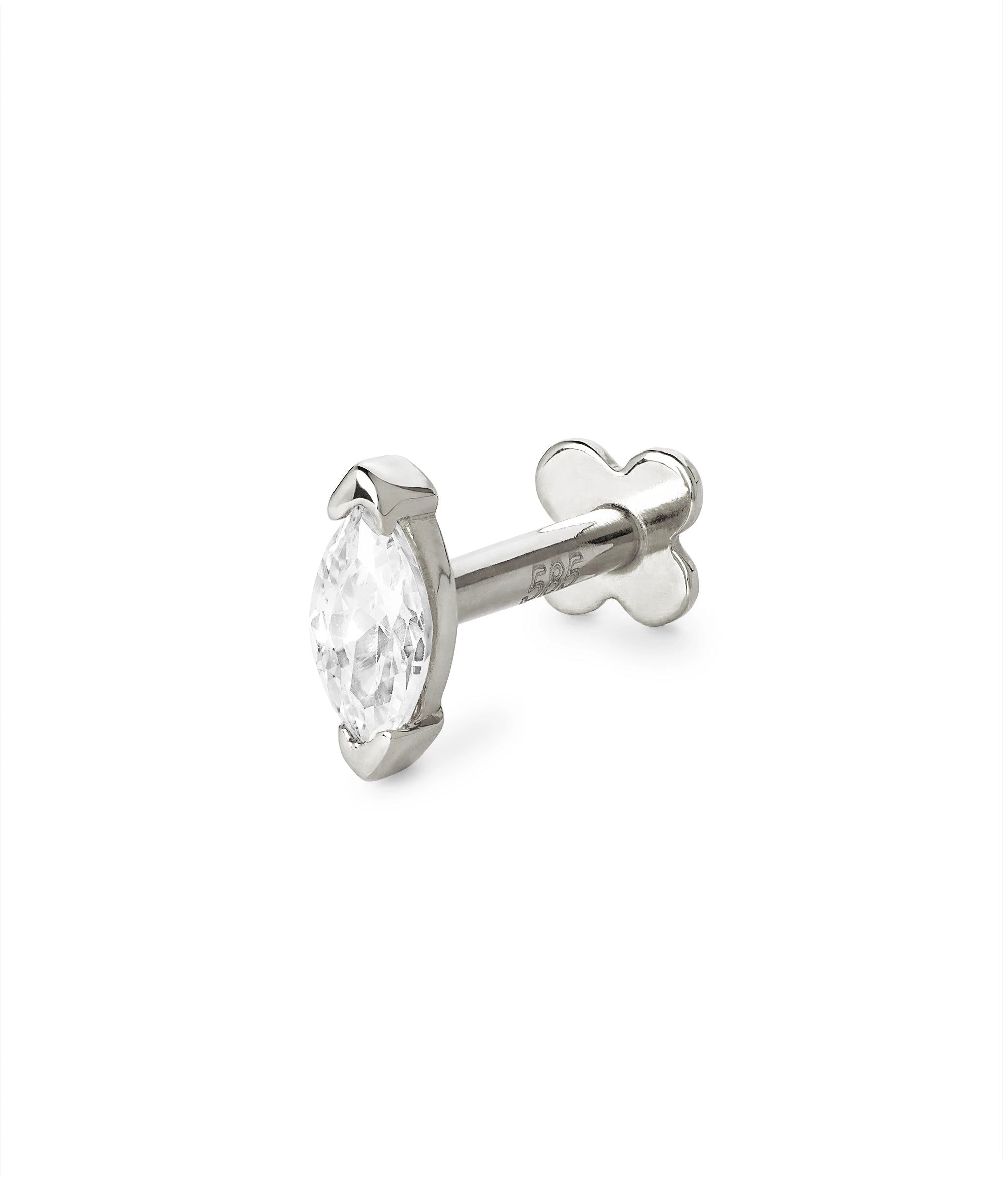 Marquise Flat Back Ohrringe aus 585 Weissgold