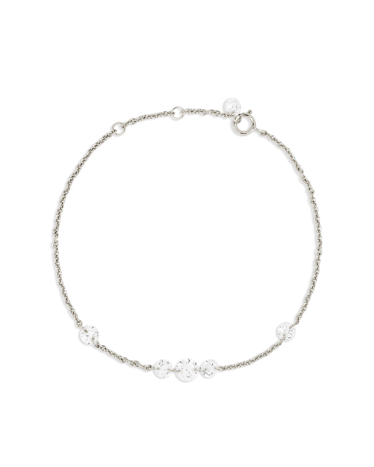 Feines Kristall Armband in Weißgold