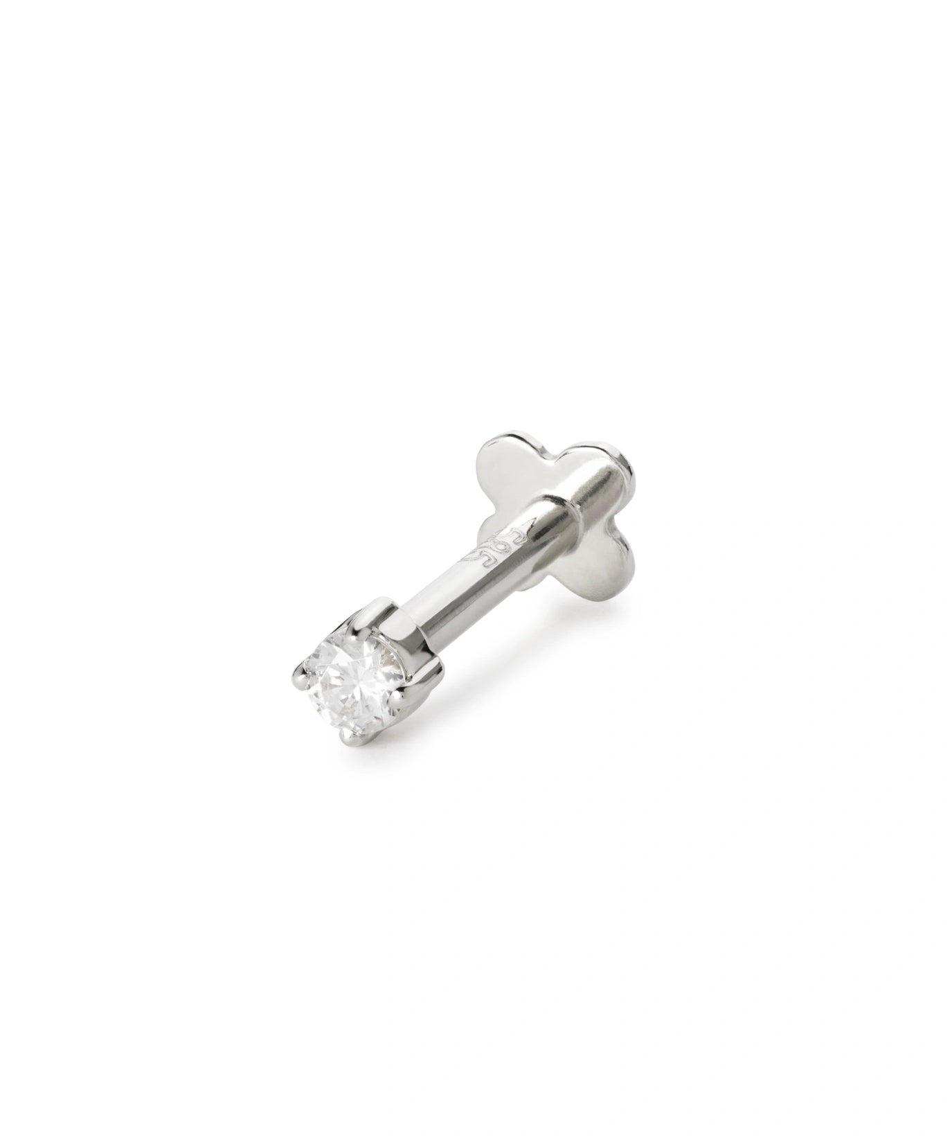 Kristall Ohrstecker 2mm in Weißgold