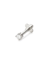 Kristall Ohrstecker 2mm in Weißgold