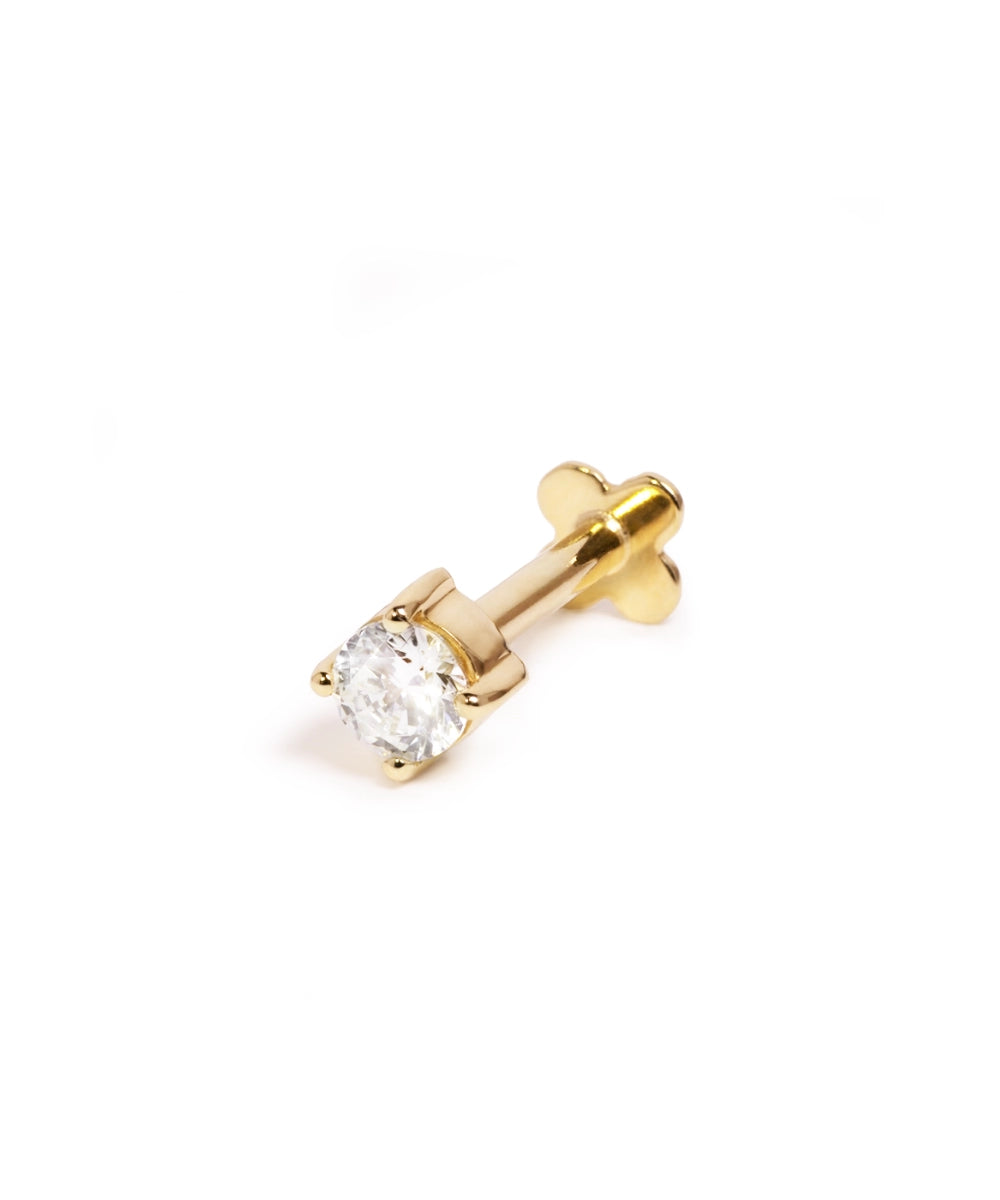 Kristall Ohrstecker 3mm in Gelbgold