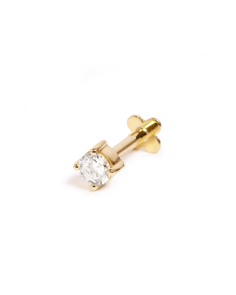 Kristall Ohrstecker 3mm in Gelbgold