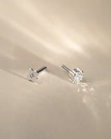 Kristall Ohrstecker Weißgold in 3mm mit Drehverschluss