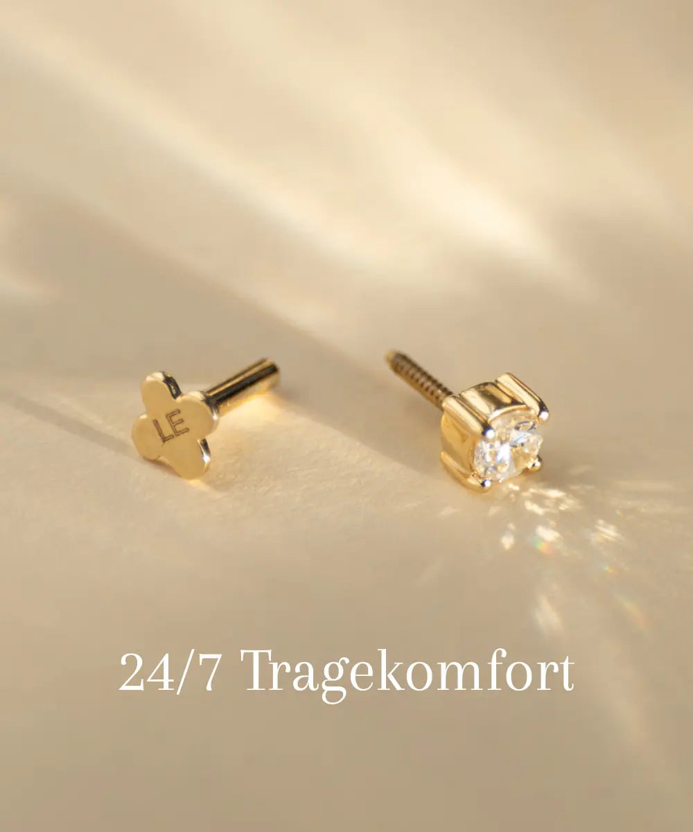 Offener Ohrstecker mit Drehverschluss und flachem Ende