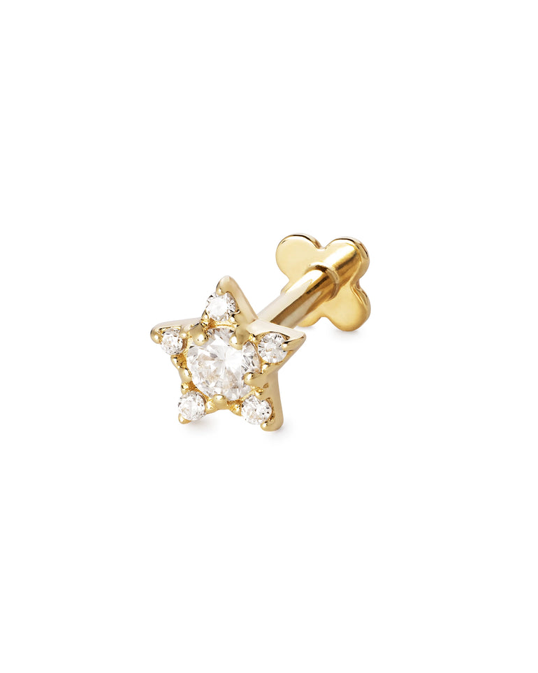 Produktfoto Stern Piercing Gold in 585 Gold mit weißen Hintergrund