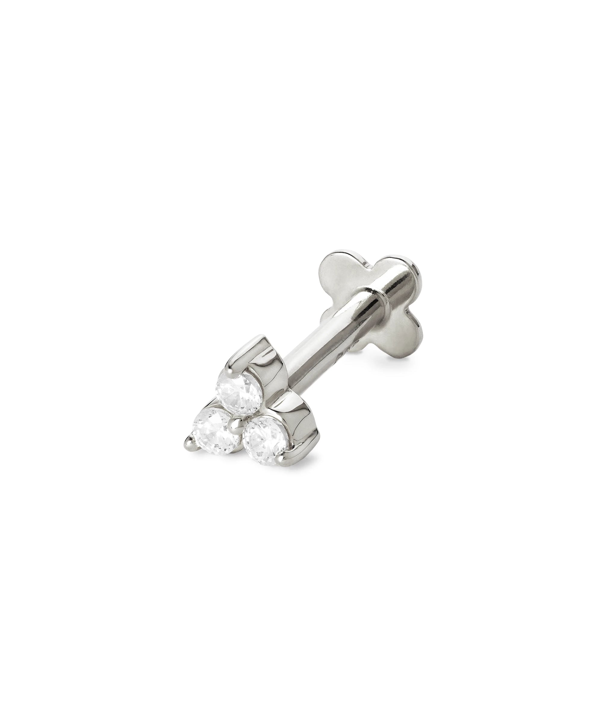 Tragus Ohrstecker in 585 Weissgold im Trinity Design